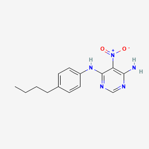 molecular formula C14H17N5O2 B2508234 4-(4-丁基苯基)-5-硝基嘧啶-4,6-二胺 CAS No. 497063-60-2