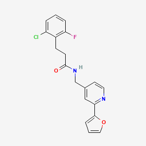 molecular formula C19H16ClFN2O2 B2508238 3-(2-chloro-6-fluorophenyl)-N-((2-(furan-2-yl)pyridin-4-yl)methyl)propanamide CAS No. 2034272-36-9