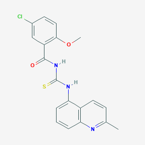 molecular formula C19H16ClN3O2S B250825 5-chloro-2-methoxy-N-[(2-methylquinolin-5-yl)carbamothioyl]benzamide 