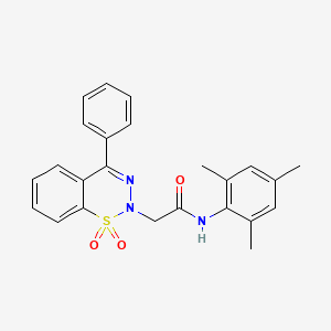 molecular formula C24H23N3O3S B2508250 2-(1,1-dioxido-4-phenyl-2H-benzo[e][1,2,3]thiadiazin-2-yl)-N-mesitylacetamide CAS No. 1031574-68-1