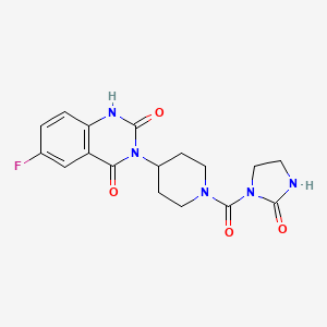 molecular formula C17H18FN5O4 B2508265 6-氟-3-(1-(2-氧代咪唑烷-1-羰基)哌啶-4-基)喹唑啉-2,4(1H,3H)-二酮 CAS No. 1903425-31-9