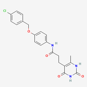 molecular formula C21H20ClN3O4 B2508276 N-(4-((4-chlorobenzyl)oxy)phenyl)-3-(6-methyl-2,4-dioxo-1,2,3,4-tetrahydropyrimidin-5-yl)propanamide CAS No. 1105208-32-9
