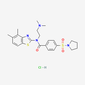molecular formula C24H31ClN4O3S2 B2508285 盐酸N-(2-(二甲氨基)乙基)-N-(4,5-二甲基苯并[d]噻唑-2-基)-4-(吡咯烷-1-基磺酰基)苯甲酰胺 CAS No. 1215389-49-3