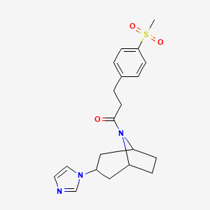 molecular formula C20H25N3O3S B2508288 1-((1R,5S)-3-(1H-咪唑-1-基)-8-氮杂双环[3.2.1]辛烷-8-基)-3-(4-(甲磺酰基)苯基)丙-1-酮 CAS No. 2320607-44-9