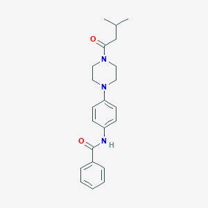 molecular formula C22H27N3O2 B250829 N-{4-[4-(3-methylbutanoyl)-1-piperazinyl]phenyl}benzamide 