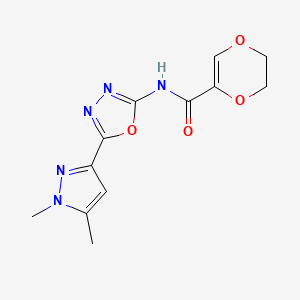 molecular formula C12H13N5O4 B2508291 N-(5-(1,5-dimethyl-1H-pyrazol-3-yl)-1,3,4-oxadiazol-2-yl)-5,6-dihydro-1,4-dioxine-2-carboxamide CAS No. 1169989-64-3