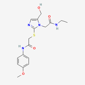 molecular formula C17H22N4O4S B2508297 N-ethyl-2-(5-(hydroxymethyl)-2-((2-((4-methoxyphenyl)amino)-2-oxoethyl)thio)-1H-imidazol-1-yl)acetamide CAS No. 923679-83-8