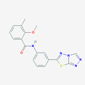 molecular formula C18H15N5O2S B250830 2-methoxy-3-methyl-N-[3-([1,2,4]triazolo[3,4-b][1,3,4]thiadiazol-6-yl)phenyl]benzamide 