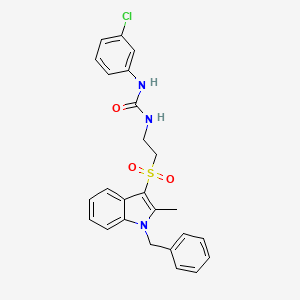 molecular formula C25H24ClN3O3S B2508307 1-(2-((1-benzyl-2-methyl-1H-indol-3-yl)sulfonyl)ethyl)-3-(3-chlorophenyl)urea CAS No. 946291-72-1