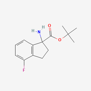 molecular formula C14H18FNO2 B2508309 Tert-butyl 1-amino-4-fluoro-2,3-dihydroindene-1-carboxylate CAS No. 2248380-06-3