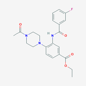 molecular formula C22H24FN3O4 B250831 Ethyl 4-(4-acetyl-1-piperazinyl)-3-[(3-fluorobenzoyl)amino]benzoate 