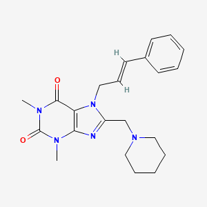 molecular formula C22H27N5O2 B2508311 7-cinnamyl-1,3-dimethyl-8-(piperidin-1-ylmethyl)-1H-purine-2,6(3H,7H)-dione CAS No. 876899-06-8