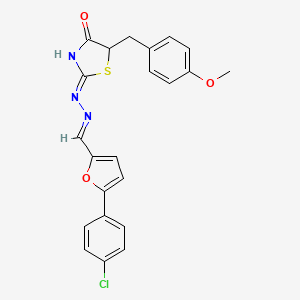 molecular formula C22H18ClN3O3S B2508314 (Z)-2-((E)-((5-(4-chlorophenyl)furan-2-yl)methylene)hydrazono)-5-(4-methoxybenzyl)thiazolidin-4-one CAS No. 292053-09-9