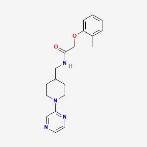 molecular formula C19H24N4O2 B2508315 N-((1-(pyrazin-2-yl)piperidin-4-yl)methyl)-2-(o-tolyloxy)acetamide CAS No. 1396715-10-8