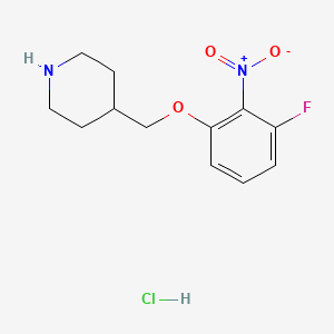 molecular formula C12H16ClFN2O3 B2508318 4-[(3-Fluoro-2-nitrophenoxy)methyl]piperidine hydrochloride CAS No. 1286272-66-9