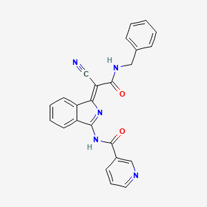 molecular formula C24H17N5O2 B2508320 (Z)-N-(1-(2-(benzylamino)-1-cyano-2-oxoethylidene)-1H-isoindol-3-yl)nicotinamide CAS No. 900881-15-4