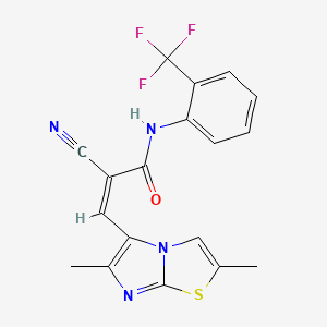 molecular formula C18H13F3N4OS B2508323 (Z)-2-氰基-3-(2,6-二甲基咪唑并[2,1-b][1,3]噻唑-5-基)-N-[2-(三氟甲基)苯基]丙-2-烯酰胺 CAS No. 1259226-51-1