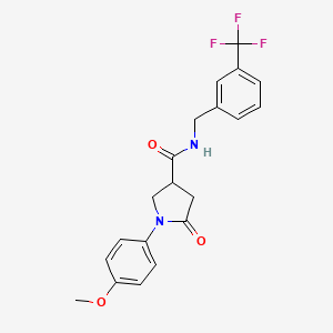 molecular formula C20H19F3N2O3 B2508326 1-(4-methoxyphenyl)-5-oxo-N-[3-(trifluoromethyl)benzyl]pyrrolidine-3-carboxamide CAS No. 1047516-52-8