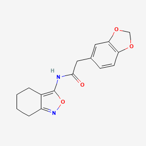 molecular formula C16H16N2O4 B2508329 2-(benzo[d][1,3]dioxol-5-yl)-N-(4,5,6,7-tetrahydrobenzo[c]isoxazol-3-yl)acetamide CAS No. 946247-44-5