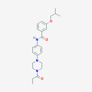 3-(2-methylpropoxy)-N-[4-(4-propanoylpiperazin-1-yl)phenyl]benzamide