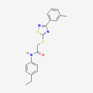 molecular formula C19H19N3OS2 B2508341 N-(4-ethylphenyl)-2-((3-(m-tolyl)-1,2,4-thiadiazol-5-yl)thio)acetamide CAS No. 864917-81-7