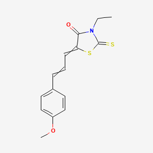 molecular formula C15H15NO2S2 B2508342 3-Ethyl-5-[3-(4-methoxyphenyl)prop-2-enylidene]-2-sulfanylidene-1,3-thiazolidin-4-one CAS No. 1159976-71-2