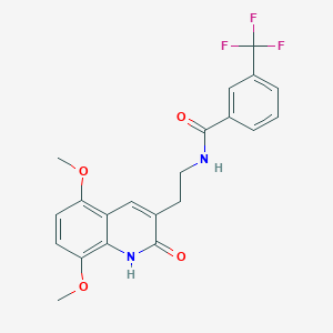 molecular formula C21H19F3N2O4 B2508351 N-[2-(5,8-dimethoxy-2-oxo-1H-quinolin-3-yl)ethyl]-3-(trifluoromethyl)benzamide CAS No. 851403-64-0