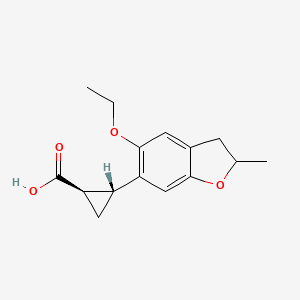 molecular formula C15H18O4 B2508360 rac-(1R,2R)-2-(5-ethoxy-2-methyl-2,3-dihydro-1-benzofuran-6-yl)cyclopropane-1-carboxylic acid, trans CAS No. 2059923-76-9