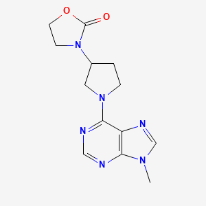 molecular formula C13H16N6O2 B2508361 3-[1-(9-Methylpurin-6-yl)pyrrolidin-3-yl]-1,3-oxazolidin-2-one CAS No. 2415530-79-7