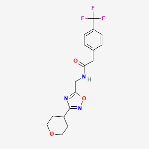 molecular formula C17H18F3N3O3 B2508363 N-((3-(四氢-2H-吡喃-4-基)-1,2,4-恶二唑-5-基)甲基)-2-(4-(三氟甲基)苯基)乙酰胺 CAS No. 2034562-44-0