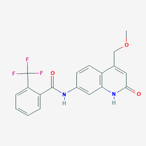 molecular formula C19H15F3N2O3 B2508379 N-[4-(甲氧基甲基)-2-氧代-1H-喹啉-7-基]-2-(三氟甲基)苯甲酰胺 CAS No. 1251710-11-8