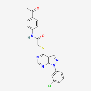 molecular formula C21H16ClN5O2S B2508381 N-(4-乙酰苯基)-2-((1-(3-氯苯基)-1H-吡唑并[3,4-d]嘧啶-4-基)硫代)乙酰胺 CAS No. 872861-74-0