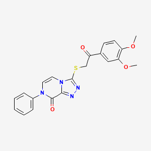 molecular formula C21H18N4O4S B2508388 3-{[2-(3,4-二甲氧基苯基)-2-氧代乙基]硫代}-7-苯基[1,2,4]三唑并[4,3-a]吡嗪-8(7H)-酮 CAS No. 1243063-08-2