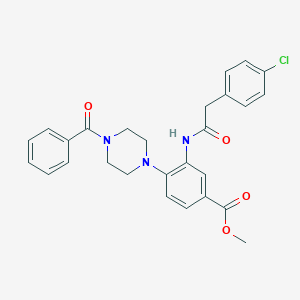 molecular formula C27H26ClN3O4 B250840 Methyl 4-(4-benzoyl-1-piperazinyl)-3-{[(4-chlorophenyl)acetyl]amino}benzoate 