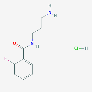 molecular formula C10H14ClFN2O B2508401 盐酸 N-(3-氨基丙基)-2-氟苯甲酰胺 CAS No. 1354950-32-5