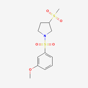 molecular formula C12H17NO5S2 B2508404 1-((3-甲氧基苯基)磺酰基)-3-(甲基磺酰基)吡咯烷 CAS No. 1448035-30-0