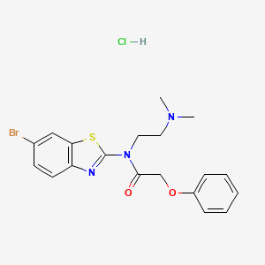 molecular formula C19H21BrClN3O2S B2508408 盐酸N-(6-溴苯并[d]噻唑-2-基)-N-(2-(二甲氨基)乙基)-2-苯氧基乙酰胺 CAS No. 1219186-20-5