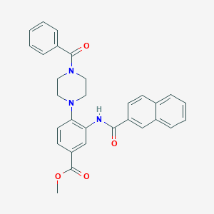molecular formula C30H27N3O4 B250841 Methyl 4-(4-benzoyl-1-piperazinyl)-3-(2-naphthoylamino)benzoate 
