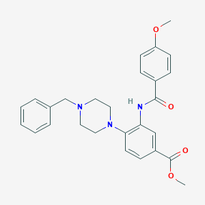 molecular formula C27H29N3O4 B250843 Methyl 4-(4-benzyl-1-piperazinyl)-3-[(4-methoxybenzoyl)amino]benzoate 