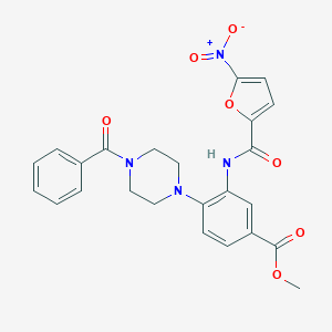 molecular formula C24H22N4O7 B250845 Methyl 4-(4-benzoyl-1-piperazinyl)-3-[(5-nitro-2-furoyl)amino]benzoate 