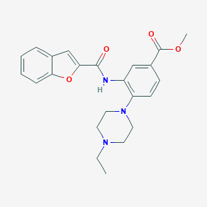 molecular formula C23H25N3O4 B250846 Methyl 3-[(1-benzofuran-2-ylcarbonyl)amino]-4-(4-ethylpiperazin-1-yl)benzoate 
