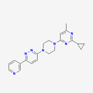 molecular formula C21H23N7 B2508466 2-Cyclopropyl-4-methyl-6-[4-(6-pyridin-3-ylpyridazin-3-yl)piperazin-1-yl]pyrimidine CAS No. 2380084-25-1