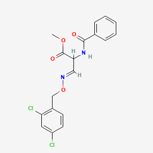 molecular formula C18H16Cl2N2O4 B2508469 甲基（3E）-3-{[(2,4-二氯苯基）甲氧基]亚氨基}-2-（苯甲酰氨基）丙酸酯 CAS No. 1214872-97-5