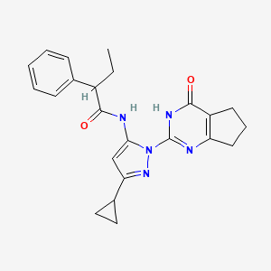 molecular formula C23H25N5O2 B2508475 N-(3-环丙基-1-(4-氧代-4,5,6,7-四氢-3H-环戊[d]嘧啶-2-基)-1H-吡唑-5-基)-2-苯基丁酰胺 CAS No. 1207045-83-7