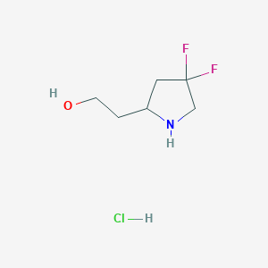 molecular formula C6H12ClF2NO B2508478 2-(4,4-二氟吡咯烷-2-基)乙醇；盐酸盐 CAS No. 2413877-75-3