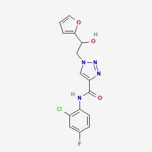 molecular formula C15H12ClFN4O3 B2508533 N-(2-氯-4-氟苯基)-1-(2-(呋喃-2-基)-2-羟乙基)-1H-1,2,3-三唑-4-甲酰胺 CAS No. 2034598-93-9