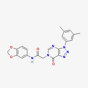molecular formula C21H18N6O4 B2508534 N-(benzo[d][1,3]dioxol-5-yl)-2-(3-(3,5-dimethylphenyl)-7-oxo-3H-[1,2,3]triazolo[4,5-d]pyrimidin-6(7H)-yl)acetamide CAS No. 872591-25-8