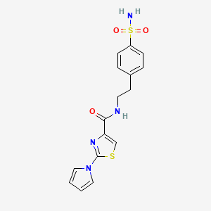 molecular formula C16H16N4O3S2 B2508537 2-(1H-吡咯-1-基)-N-(4-磺酰胺苯乙基)噻唑-4-甲酰胺 CAS No. 1207000-22-3