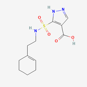 molecular formula C12H17N3O4S B2508538 5-(N-(2-(环己-1-烯-1-基)乙基)磺酰氨基)-1H-吡唑-4-羧酸 CAS No. 1232838-48-0