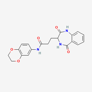 molecular formula C20H19N3O5 B2508547 N-(2,3-dihydro-1,4-benzodioxin-6-yl)-3-(2-hydroxy-5-oxo-4,5-dihydro-3H-1,4-benzodiazepin-3-yl)propanamide CAS No. 1190849-03-6